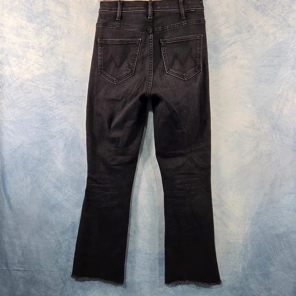 MOTHER Hustler Ankle Fray High Rise Flare‎ Jeans Faded Black Size 25